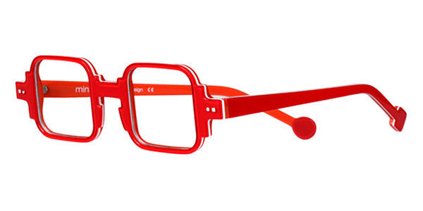 Sabine Be® Mini Be Square Swell SB Mini Be Square Swell 169 - Shiny Translucent Red / White / Shiny Orange Eyeglasses