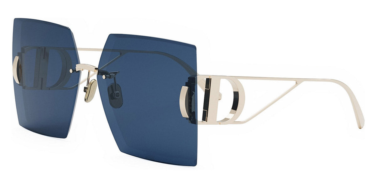 Dior® 30Montaigne S7U - Shiny Light Nickeltin/Lenses Blue Organic B0B0 Sunglasses