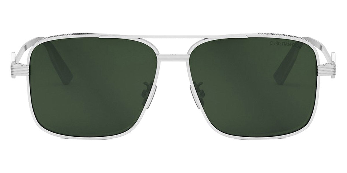 Dior® CD DIAMOND S9U - F0C0 Shiny Silver / Green Sunglasses