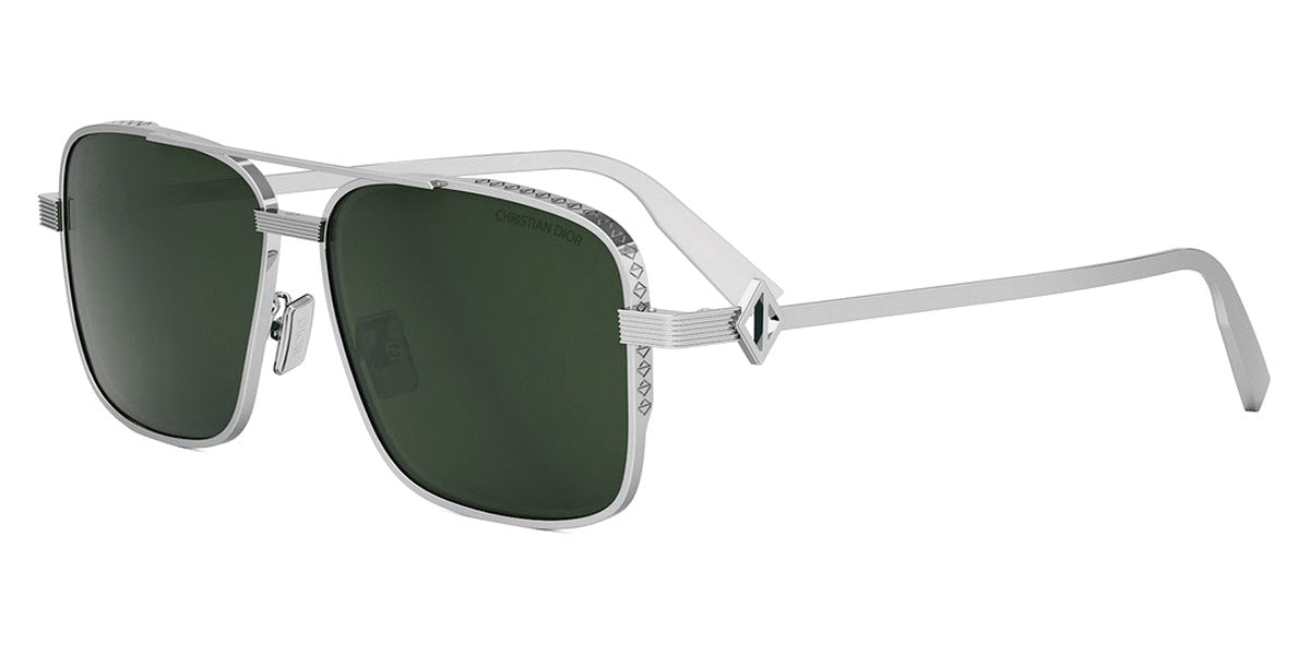 Dior® CD DIAMOND S9U - F0C0 Shiny Silver / Green Sunglasses