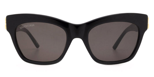 Balenciaga® BB0132S BB0132S 001 53 - Black / Gold / Gray Sunglasses