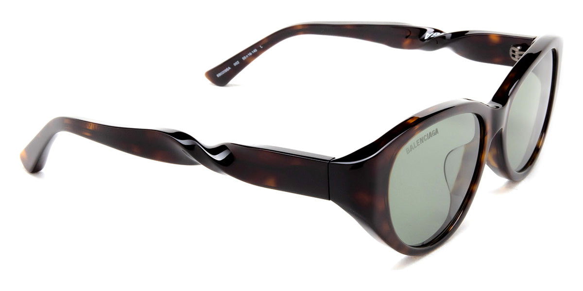 Balenciaga® BB0209SA BB0209SA 002 55 - Havana / Green Sunglasses