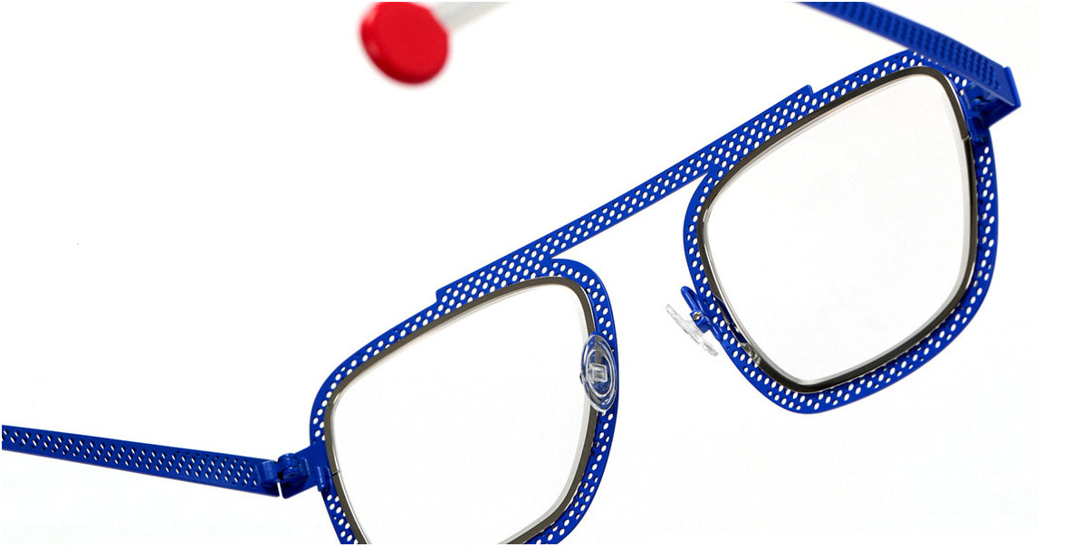 Sabine Be® Be Boyish Hole SB Be Boyish Hole 499 52 - Majorelle Blue Perforated Satin / Polished Palladium Eyeglasses