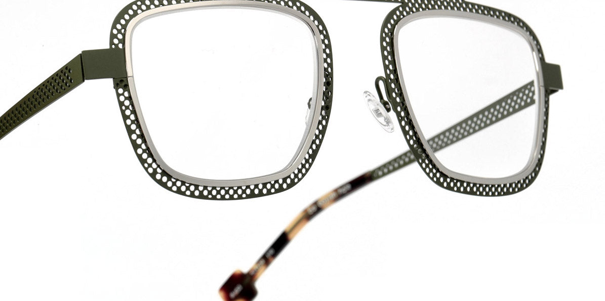 Sabine Be® Be Boyish Hole SB Be Boyish Hole 653 52 - Khaki Satin Perforated / Polished Palladium Eyeglasses