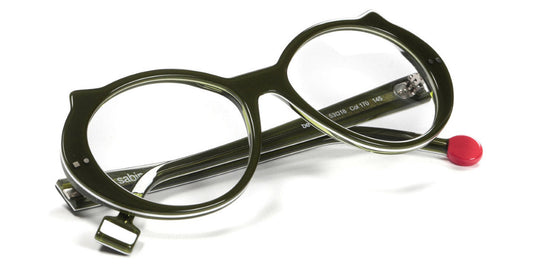 Sabine Be® Be Cat'S SB Be Cat'S 170 56 - Shiny Translucent Dark Green / White / Shiny Translucent Dark Green Eyeglasses