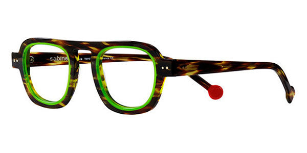 Sabine Be® Be Factory SB Be Factory 06 46 - Shiny Veined Tortoise / Shiny Neon Green Eyeglasses