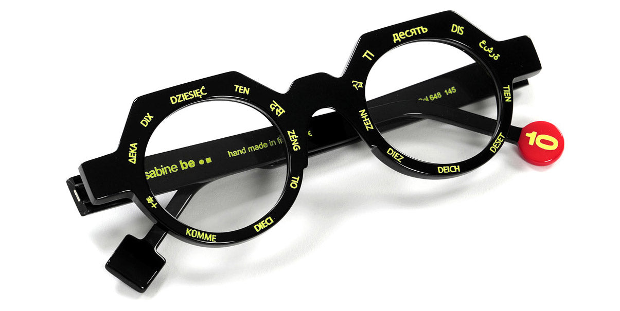 Sabine Be® Be Ten SB Be Ten 648 44 - Shiny Black / Neon Yellow Eyeglasses