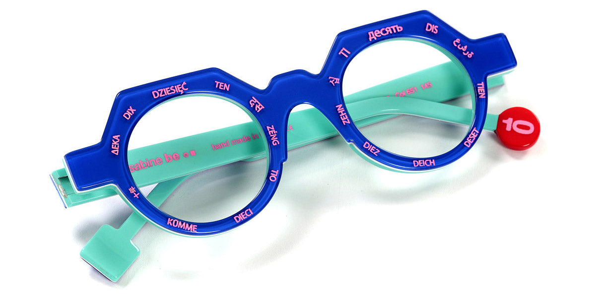 Sabine Be® Be Ten SB Be Ten 651 44 - Shiny Translucent Majorelle Blue / White / Shiny Turquoise / Neon Pink Eyeglasses