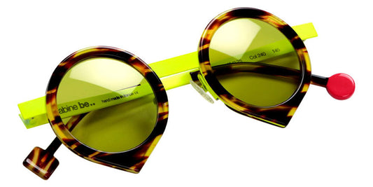 Sabine Be® Be Yang Sun SB Be Yang Sun 240 43 - Shiny Veined Tortoise / Satin Neon Yellow Sunglasses