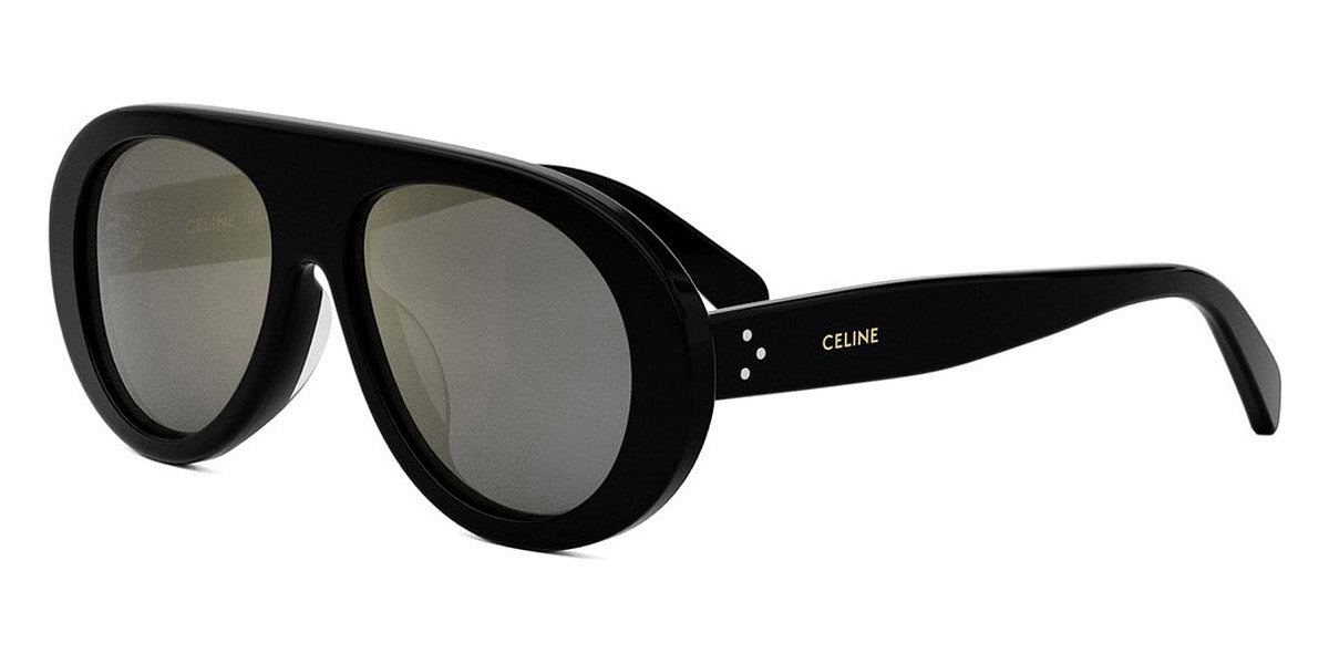 Celine® CL40300U CEL CL40300U 01C 55 - 01C Shiny Black / Smoke Mirror Mineral Sunglasses