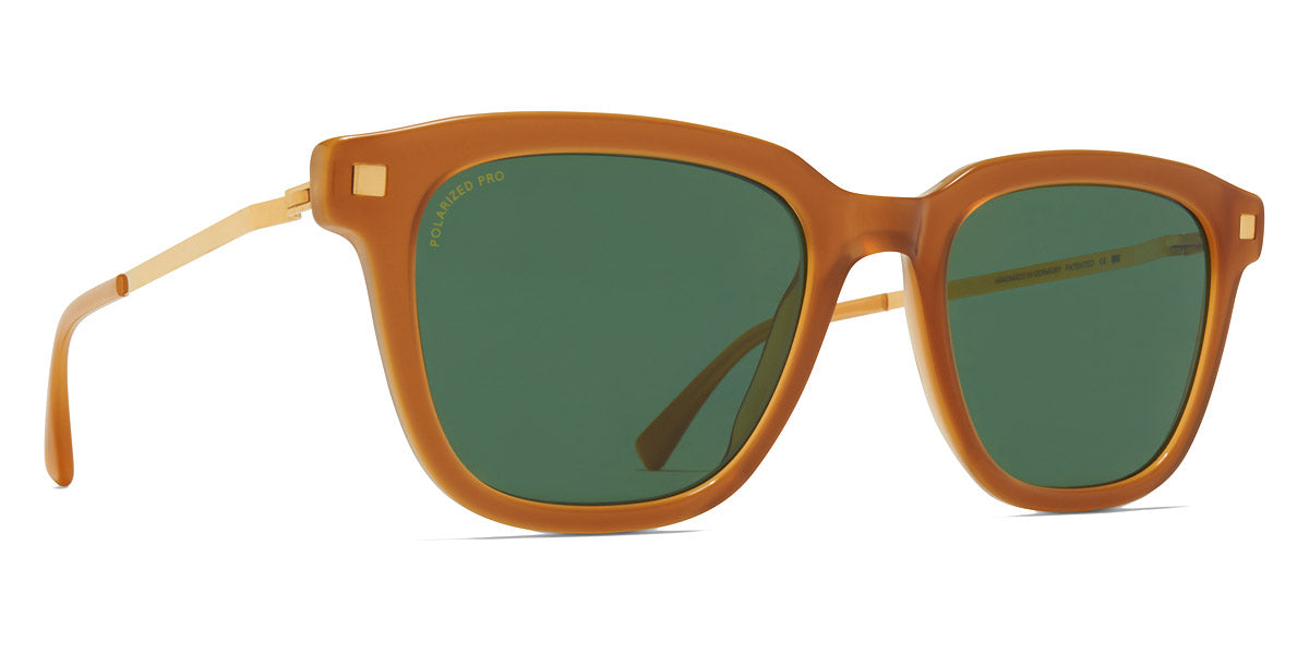 Mykita® HOLM MYK HOLM C99 Brown Dark Brown/Glossy Gold / Polarized Pro Green 15 51 - C99 Brown Dark Brown/Glossy Gold / Polarized Pro Green 15 Sunglasses