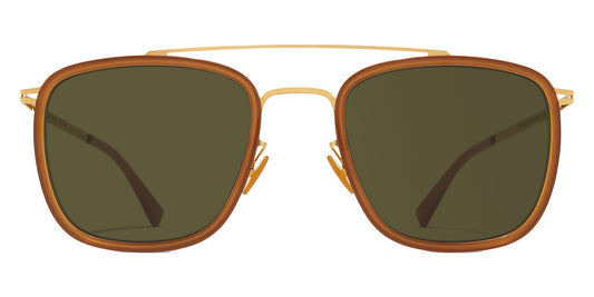 Mykita® JEPPE MYK JEPPE A56 Glossy Gold/Brown Dark Brown / Raw Green Solid 51 - A56 Glossy Gold/Brown Dark Brown / Raw Green Solid Sunglasses