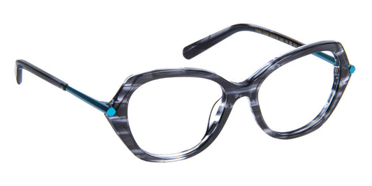 J.F. Rey® Yara JR Yara 0326 52 - 0326 Stripes Black/Duck Blue Eyeglasses