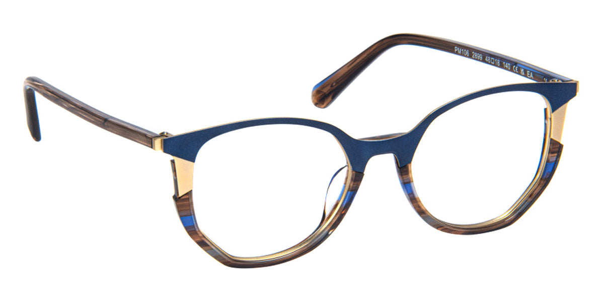J.F. Rey® PM106 JR PM106 2899 48 - 2899 Stripes Brown/Blue/Navy/Gold Eyeglasses