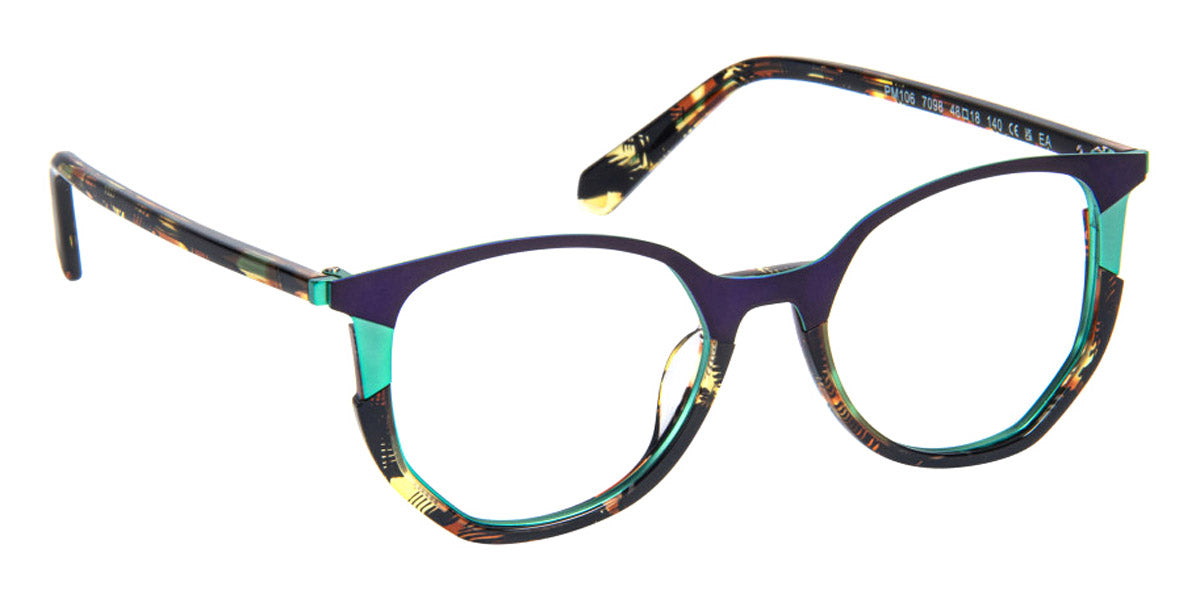 J.F. Rey® PM106 JR PM106 7098 48 - 7098 Demi/Plum/Mint Eyeglasses
