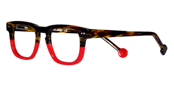 Sabine Be® Mini Be Swag SB Mini Be Swag 204 43 - Shiny Dark Veined Tortoise / Shiny Red Eyeglasses