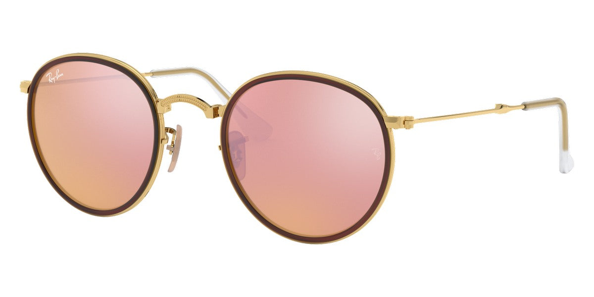 Ray-Ban® Round Folding I RB3517 RB3517 001/30 51 - Arista with Light Green Mirrored Silver lenses Sunglasses