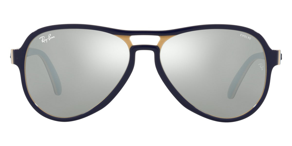 Ray-Ban® Vagabond RB4355 RB4355 6546W3 58 - Blue Creamy Light Blue with Photochromic Gray Mirrored Gray lenses Sunglasses