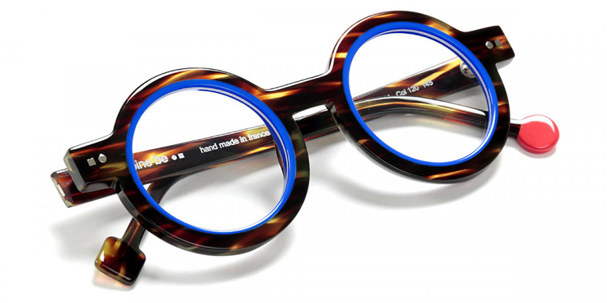 Sabine Be® Be Addict SB Be Addict 120 45 - Shiny Veined Tortoise Dark / Shiny Blue Majorelle Eyeglasses