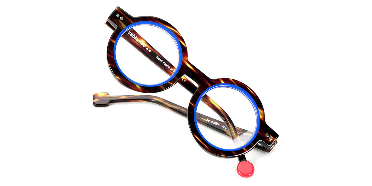 Sabine Be® Be Addict SB Be Addict 120 45 - Shiny Veined Tortoise Dark / Shiny Blue Majorelle Eyeglasses