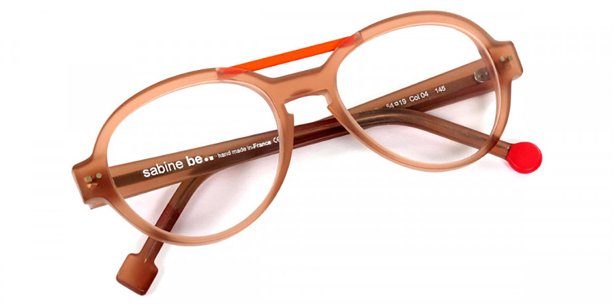 Sabine Be® Be Hype SB Be Hype 04 54 - Beige Translucent Matte / Orange Shiny Satin Eyeglasses