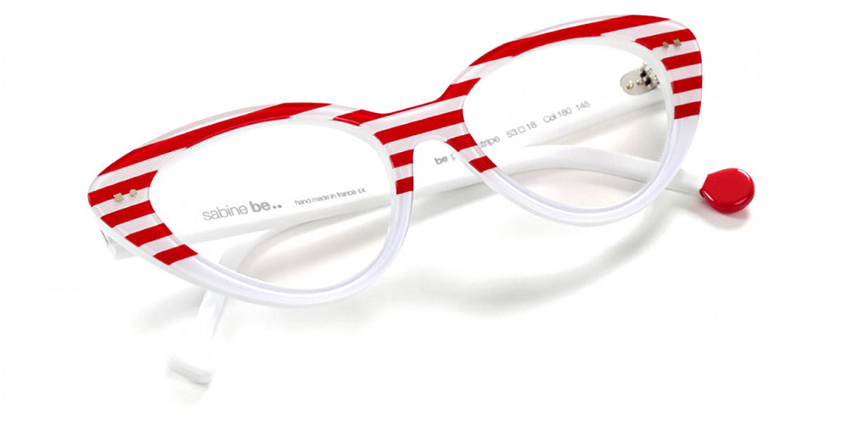 Sabine Be® Be Pretty Stripe SB Be Pretty Stripe 180 53 - Shiny Red Fat Stripes / Shiny White Eyeglasses